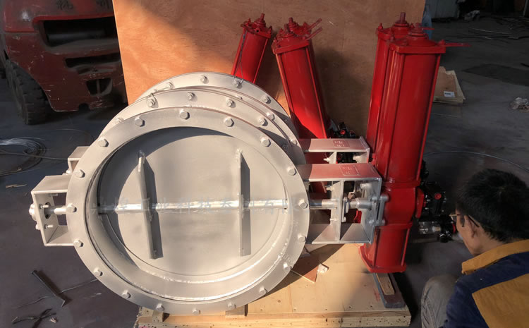 河南煤粉专用气动圆形挡板门